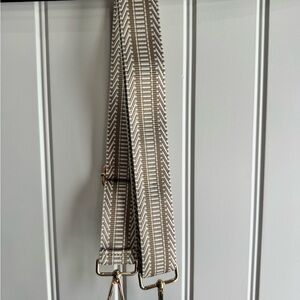 Adjustable Brown White Boho Purse Strap Gold Hardware Crossbody Strap